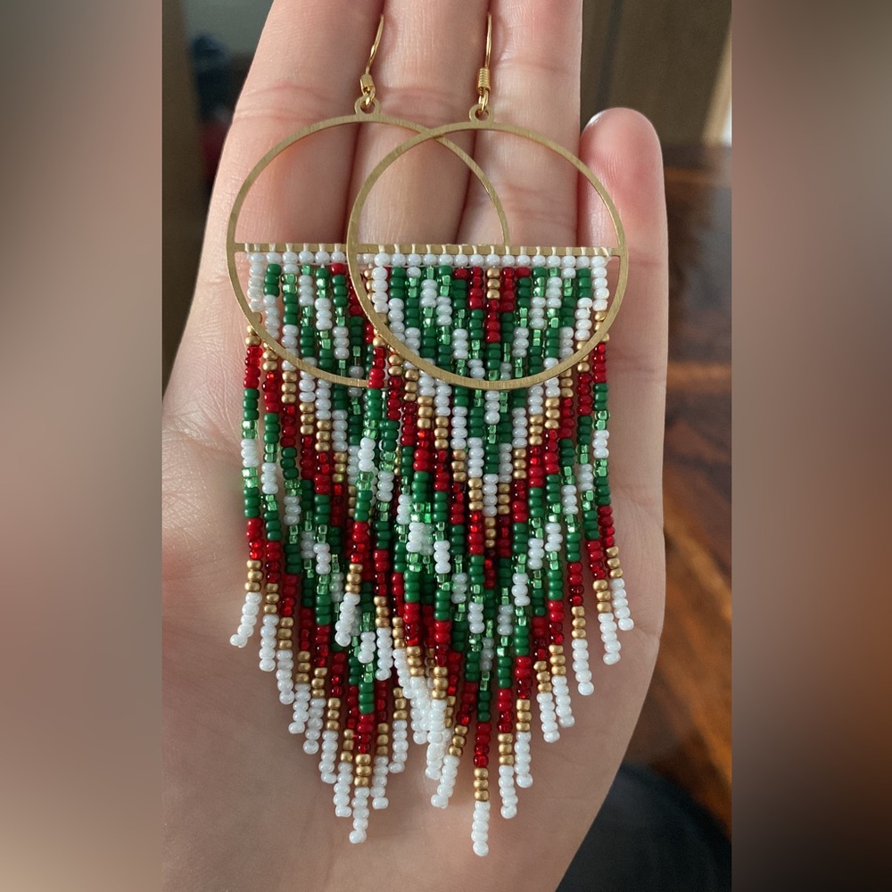 Handmade Beaded Fringe earrings